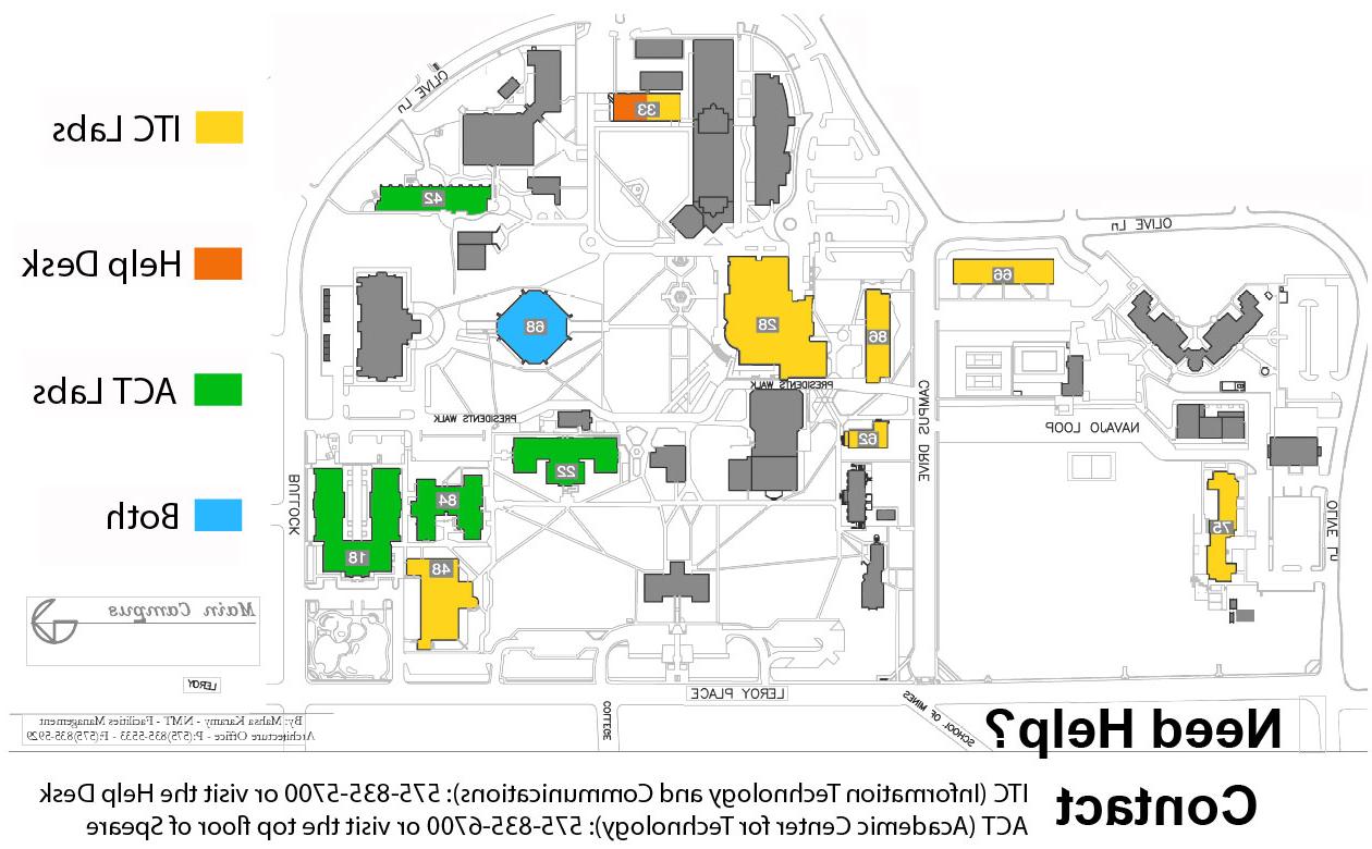 Map of ITC and ACT on-campus labs